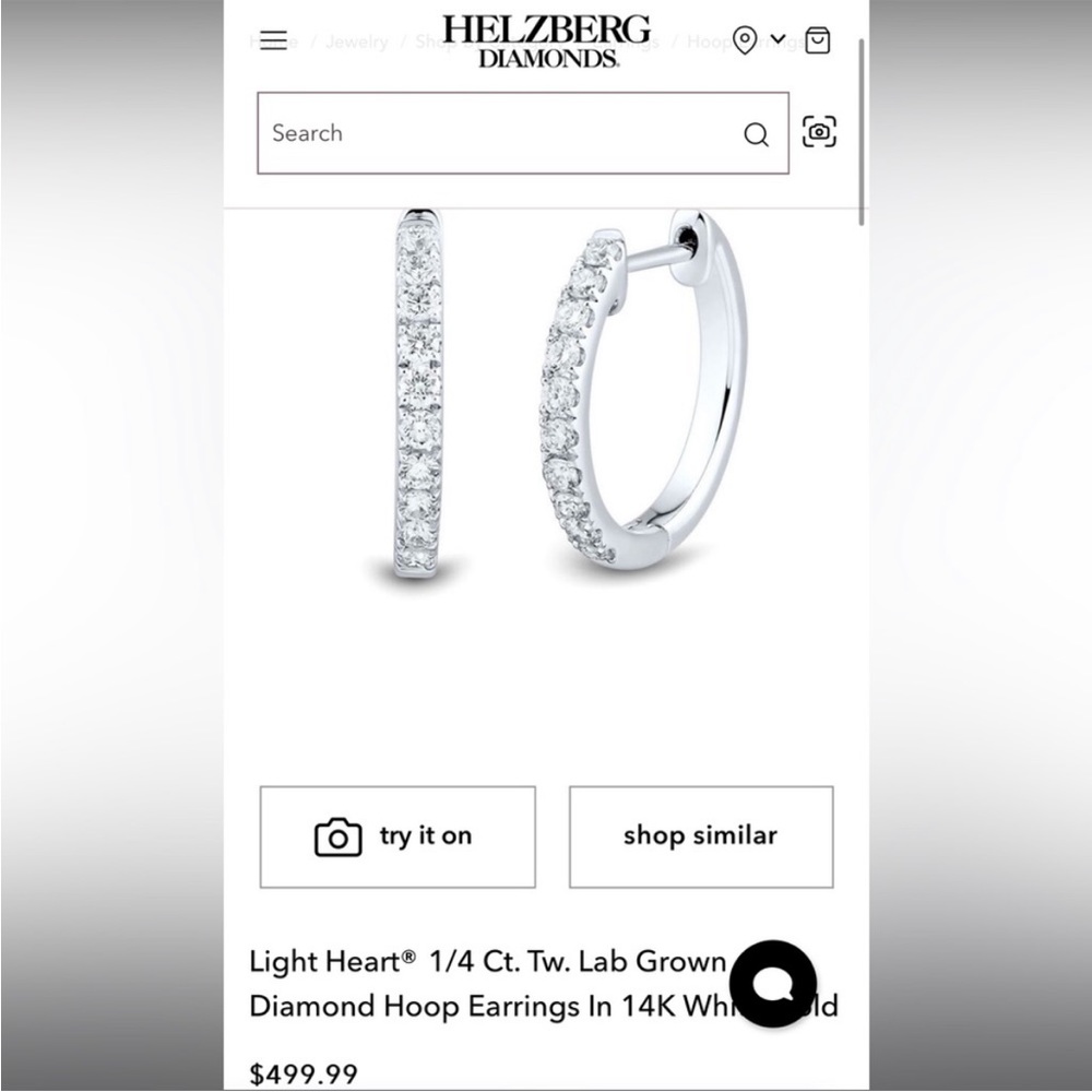 1/4 carat lab grown hoop earrings 14k white gold
